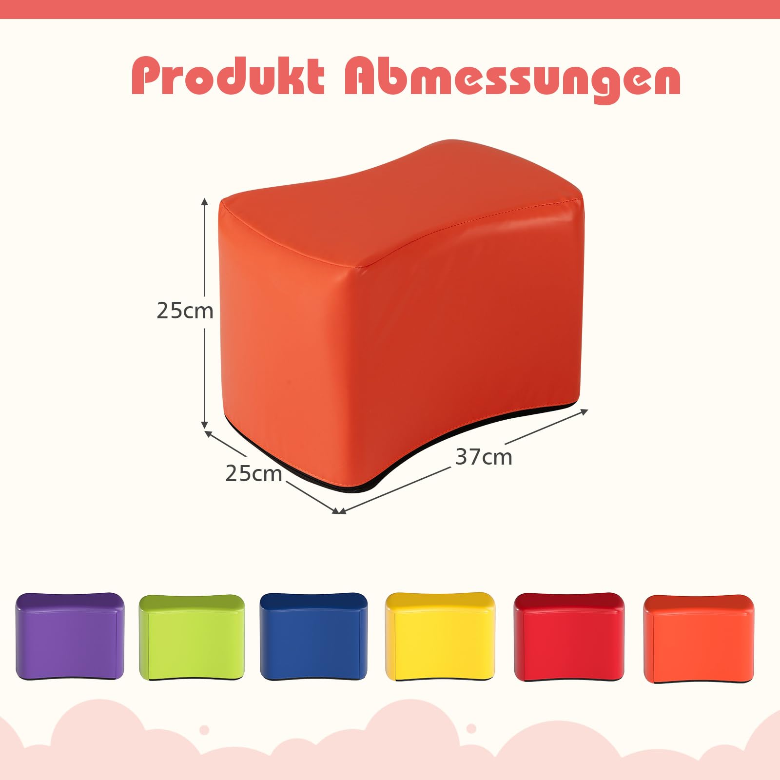 COSTWAY 6 er Set Kinderhocker, Schmetterlingshocker aus Schaumstoff mit abnehmbarem PU-Bezug, bunter Sitzhocker stapelbar, Fußhocker für Kinderzimmer, Kindergarten