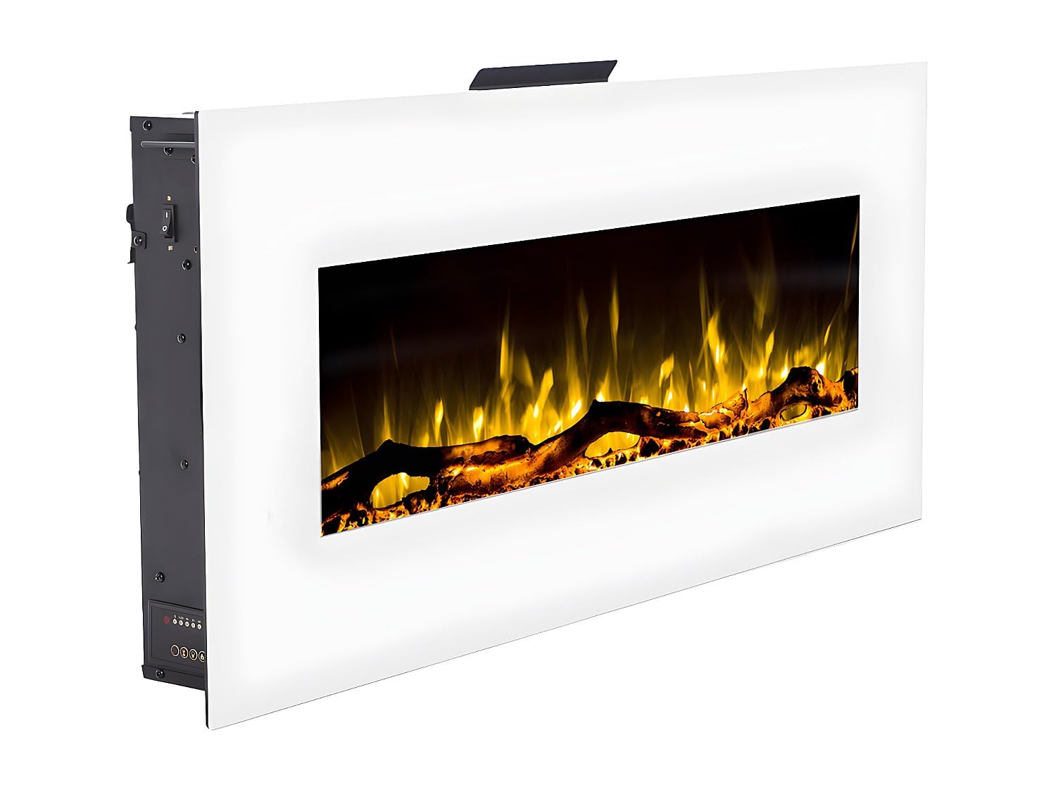 Caminetto elettrico da parete L110 x P14 x H49 cm Bianco - LALITA