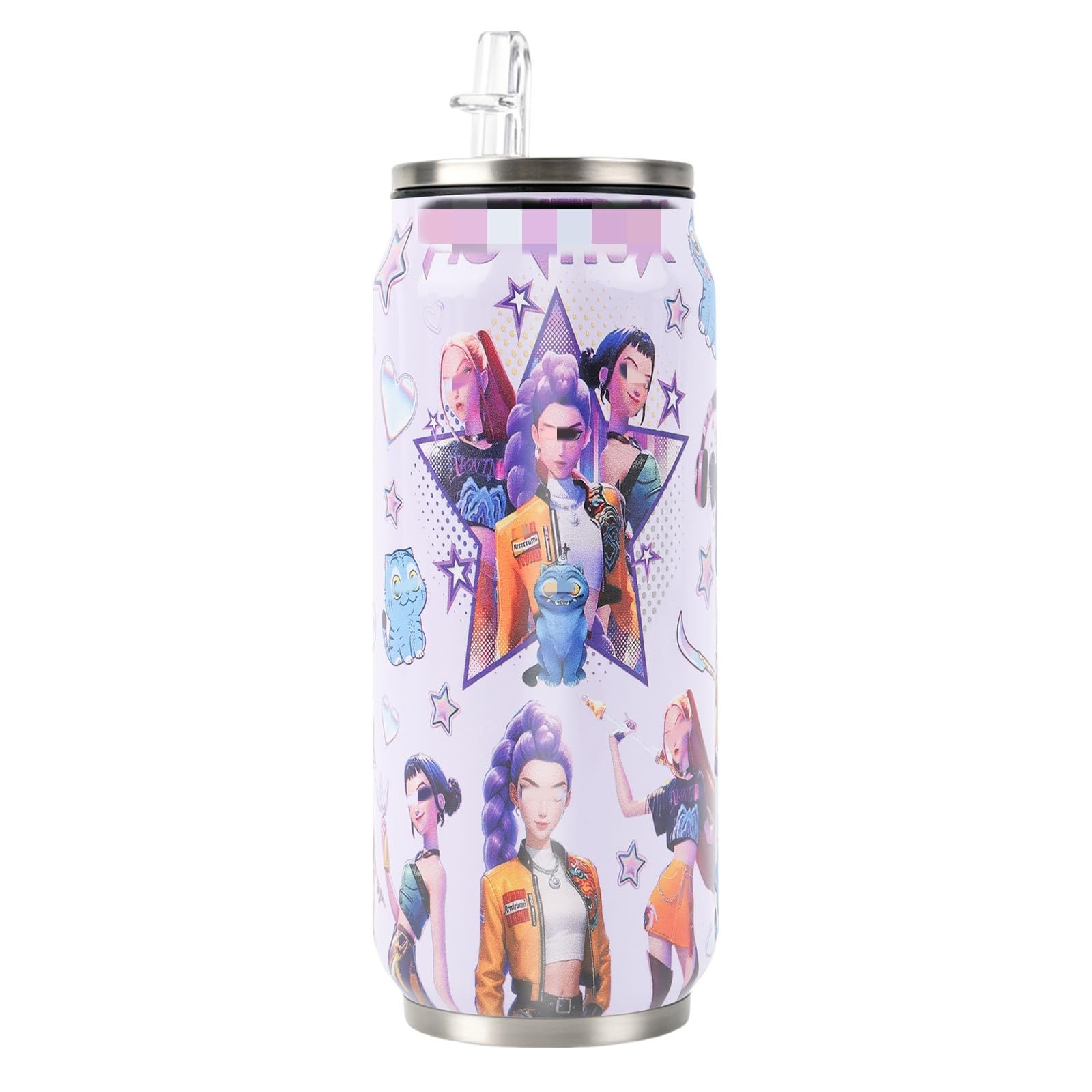 yumcute 500ml K pop Water Bottle, Insulated Travel Mug, Leakproof Stainless Steel Water Bottle with Straw for School,Camping,Travel,Party, Kids Aldult