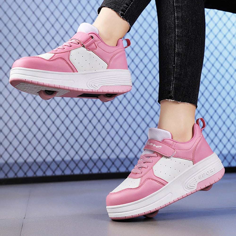 Hiseng Schuhe mit Rollen für Mädchen 28-40 EU, Schuhe mit Rollen für Jungen Rollschuhe Schuhe 2-in-1 Roller Schuhe Schuhe mit Rollen Kinder Outdoor Turnschuhe Turnschuhe mit Rollen Versenkbarer