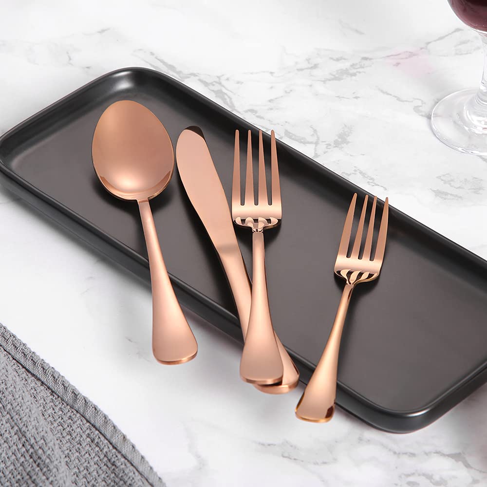 Xingjiake 40-Piece Rose Gold Silverware Set, Stainless Steel view 5