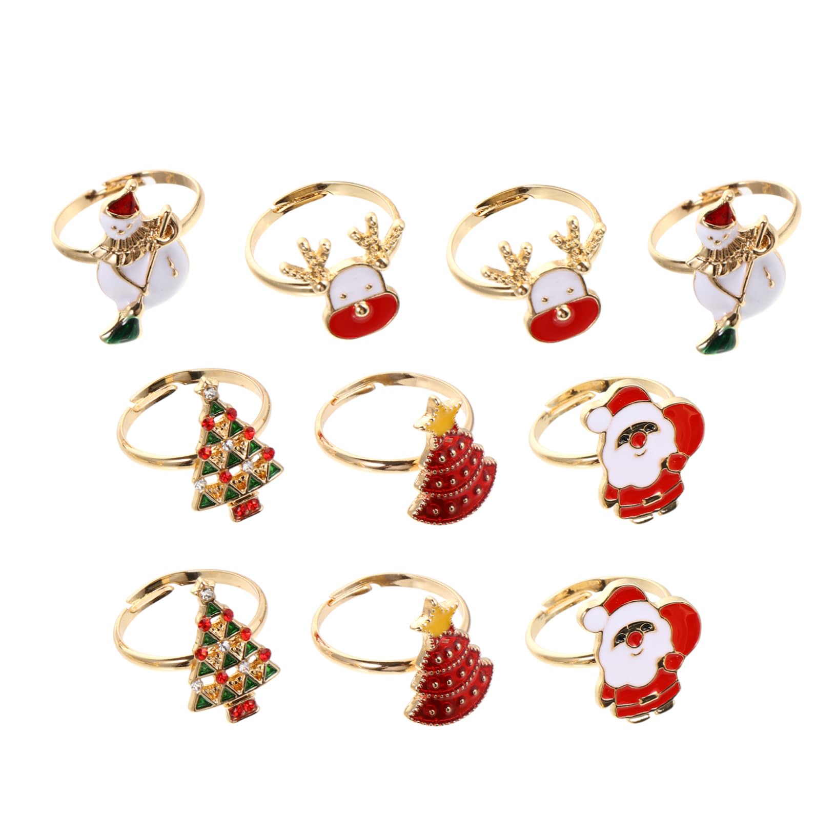ERINGOGO 10 Pack Christmas Ring Toys for Boys and Girls Adults Unisex Party Rings Adjustable Fit Cartoon Theme