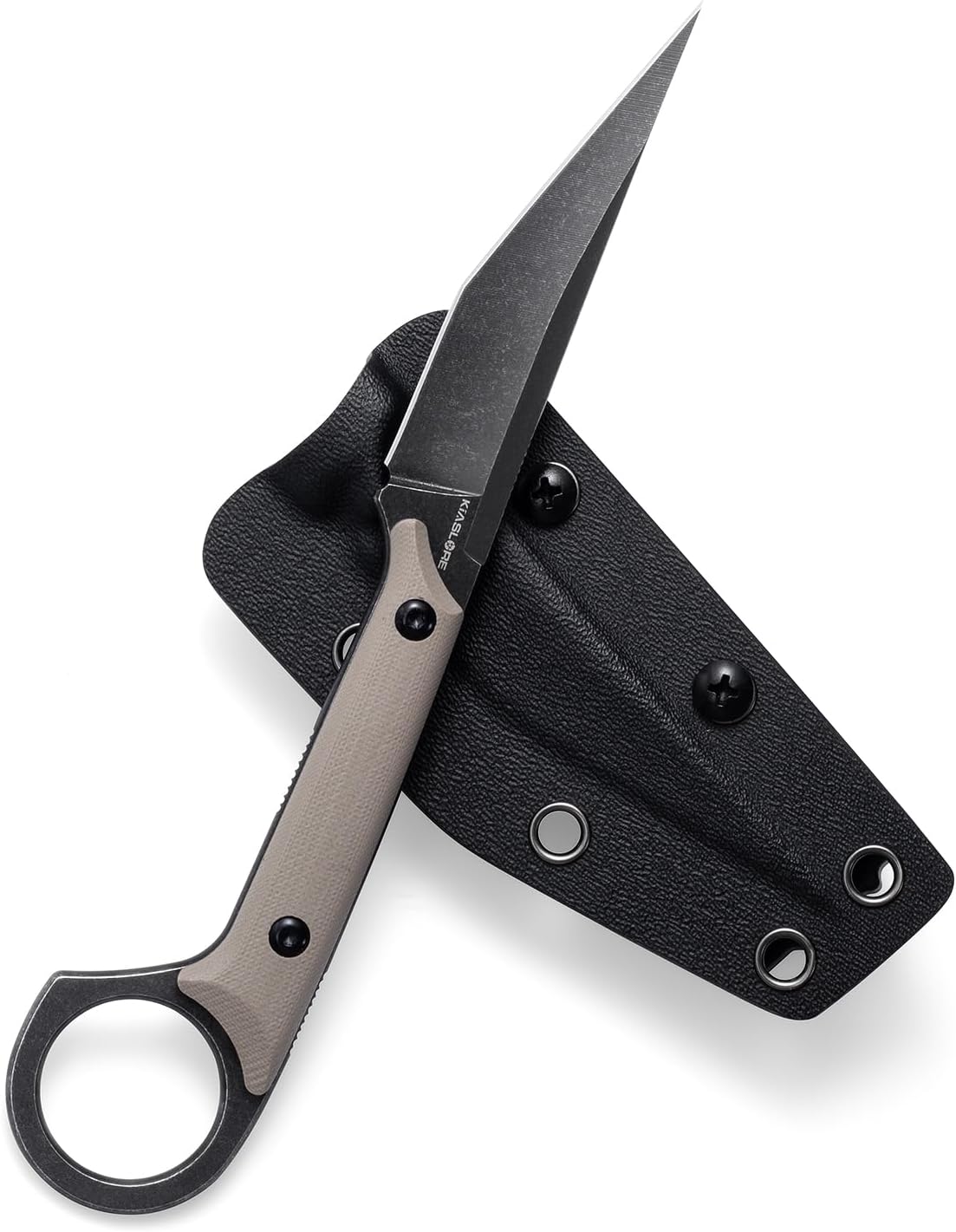 KS527 Fixed Blade Knife, D2 Blade G10 Handle for Men Women, with Kydex Sheath, Utility Knife for EDC Survival Hiking Camping Outdoor Everyday (Tan) - Image 3