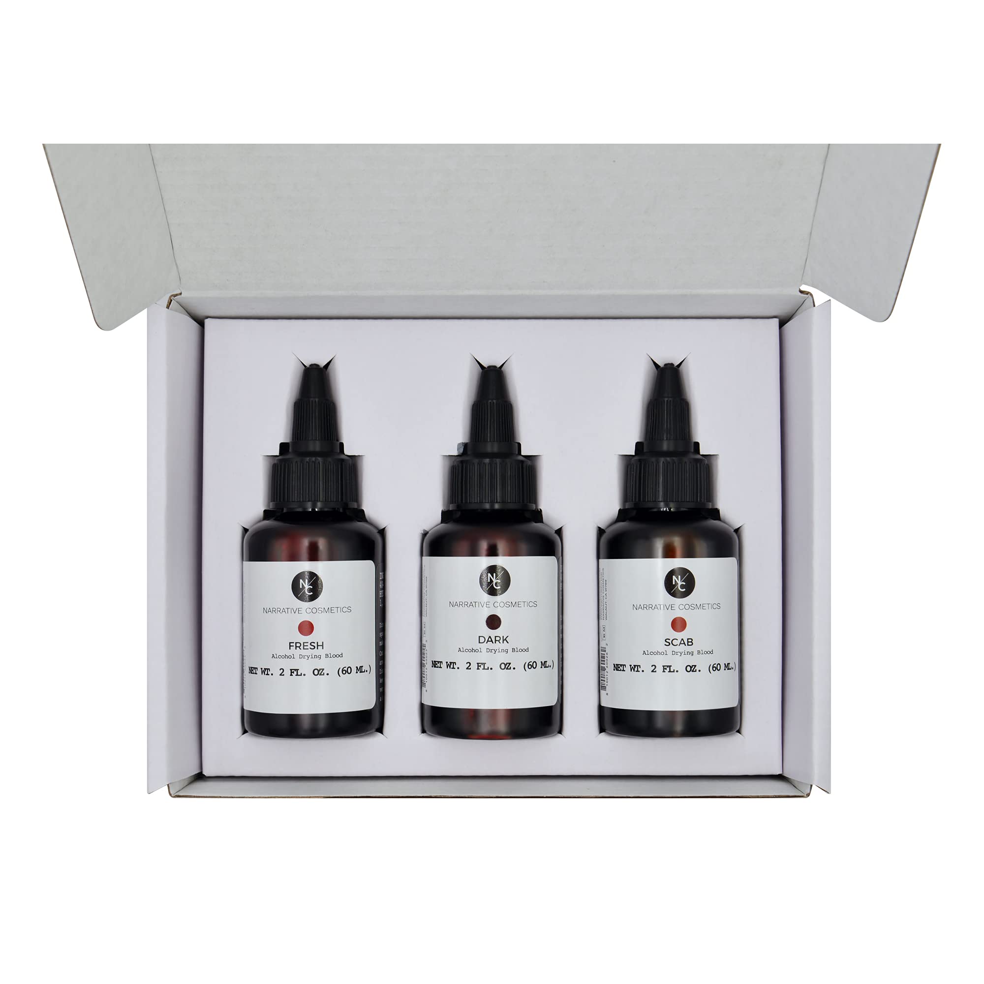 Sangre de secado de alcohol, sangre líquida falsa ultra realista, maquillaje SFX para el escenario, película, Halloween y cosplay, kit de sangre oscura, fresca y sarna, botellas de 3