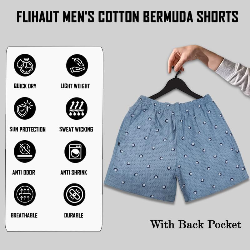 Image of Men's Cotton Shorts Waistband, Zip Fly, 1 Zip Pocket, Back Pockets (Pack of 2)