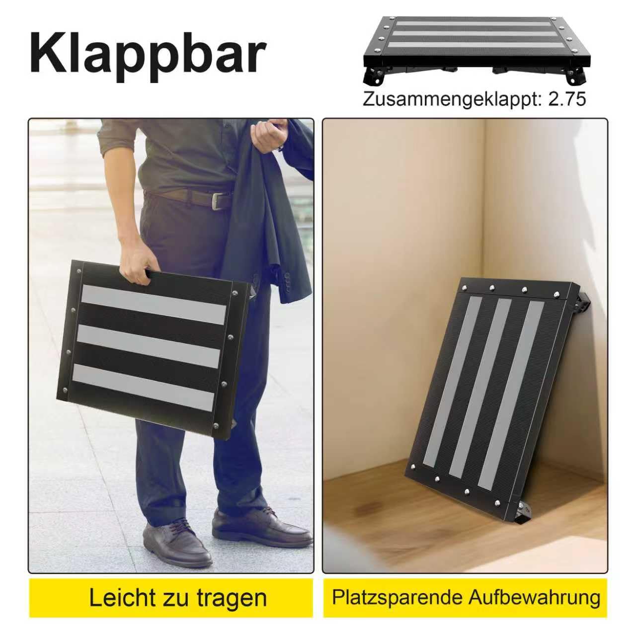 Aluminium Klapptritt Wohnmobil Tritthocker 1 Stufe Max Belastung 220 kg für Camping/Autowäsche, Höhenverstellbare Caravan Tritthocker (Graphitschwarz)