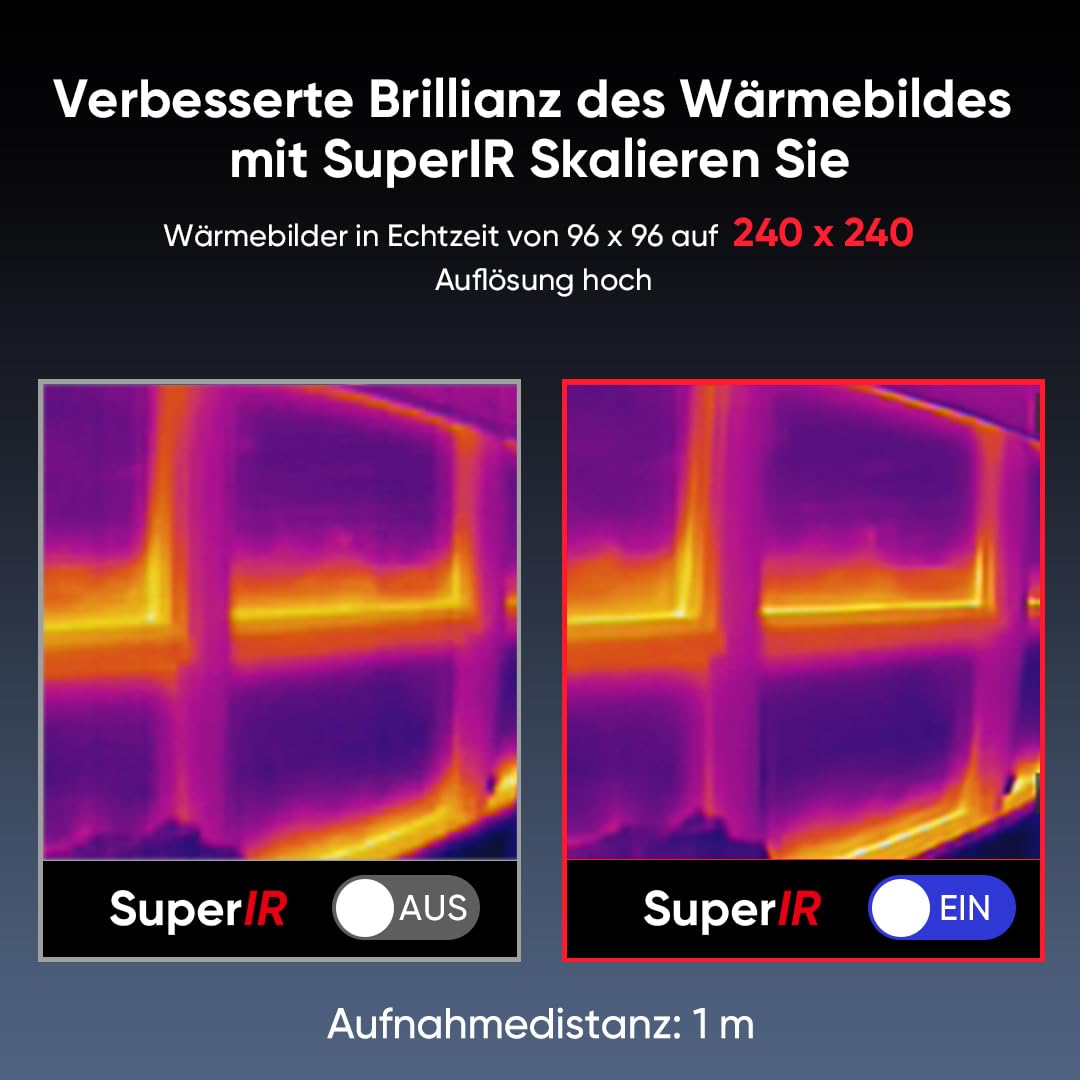 HIKMICRO Wärmebildkamera SuperIR 240 x 240 IR-Auflösung/9.216 Pixel 25 Hz Bildwiederholrate, -20°C bis 550°C Infrarot-Thermometer, ECO Kompakte handheld Thermokamera mit Laserpointer