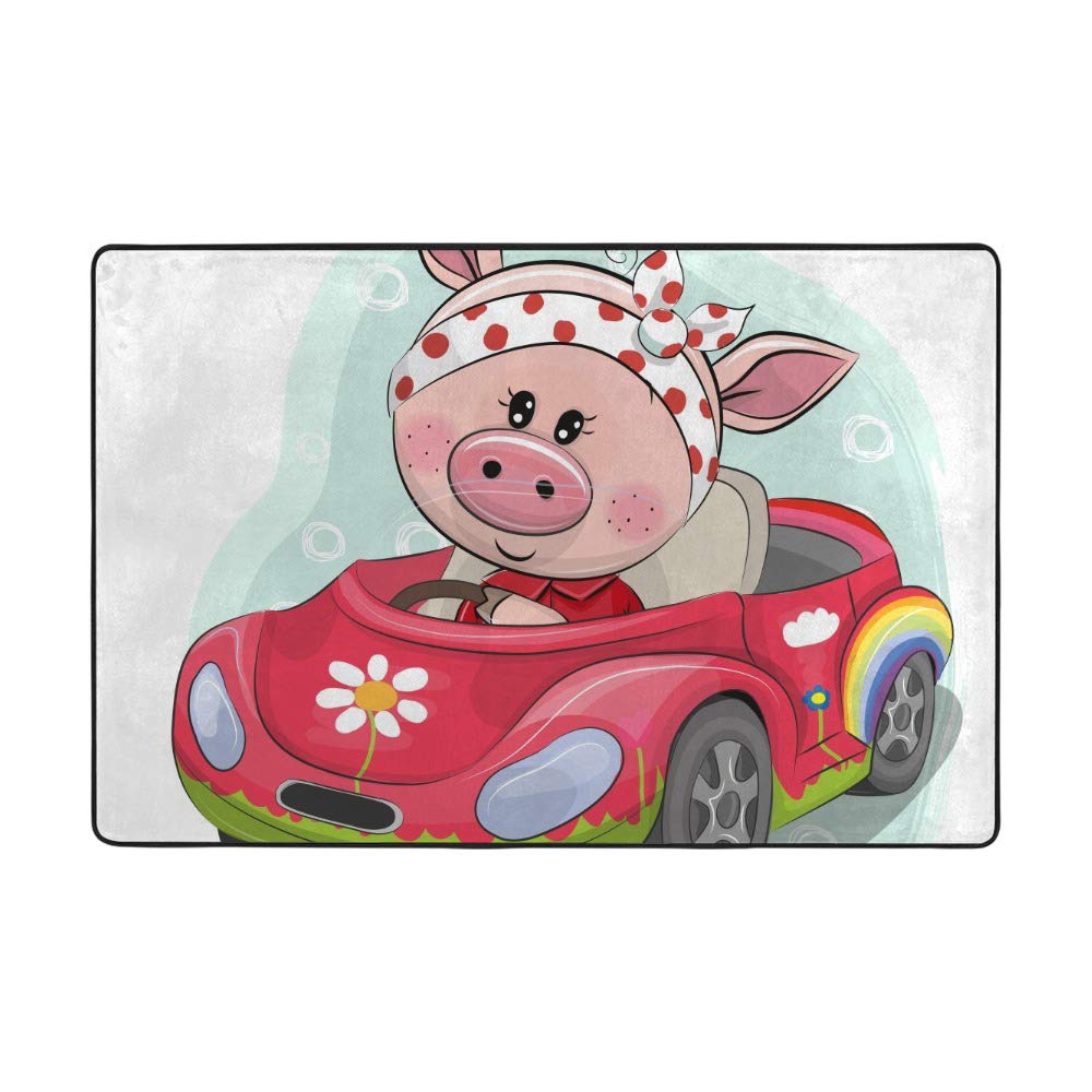 Tapis velours corail grand format motif cochon isolation thermique sol