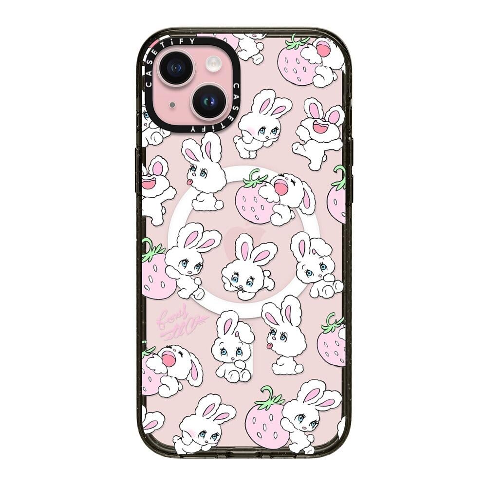 CASETiFY インパクト iPhone 15 Plus ケース [MagSafe対応/薄型 軽量/耐衝撃] - Strawberry Mix - ブラック