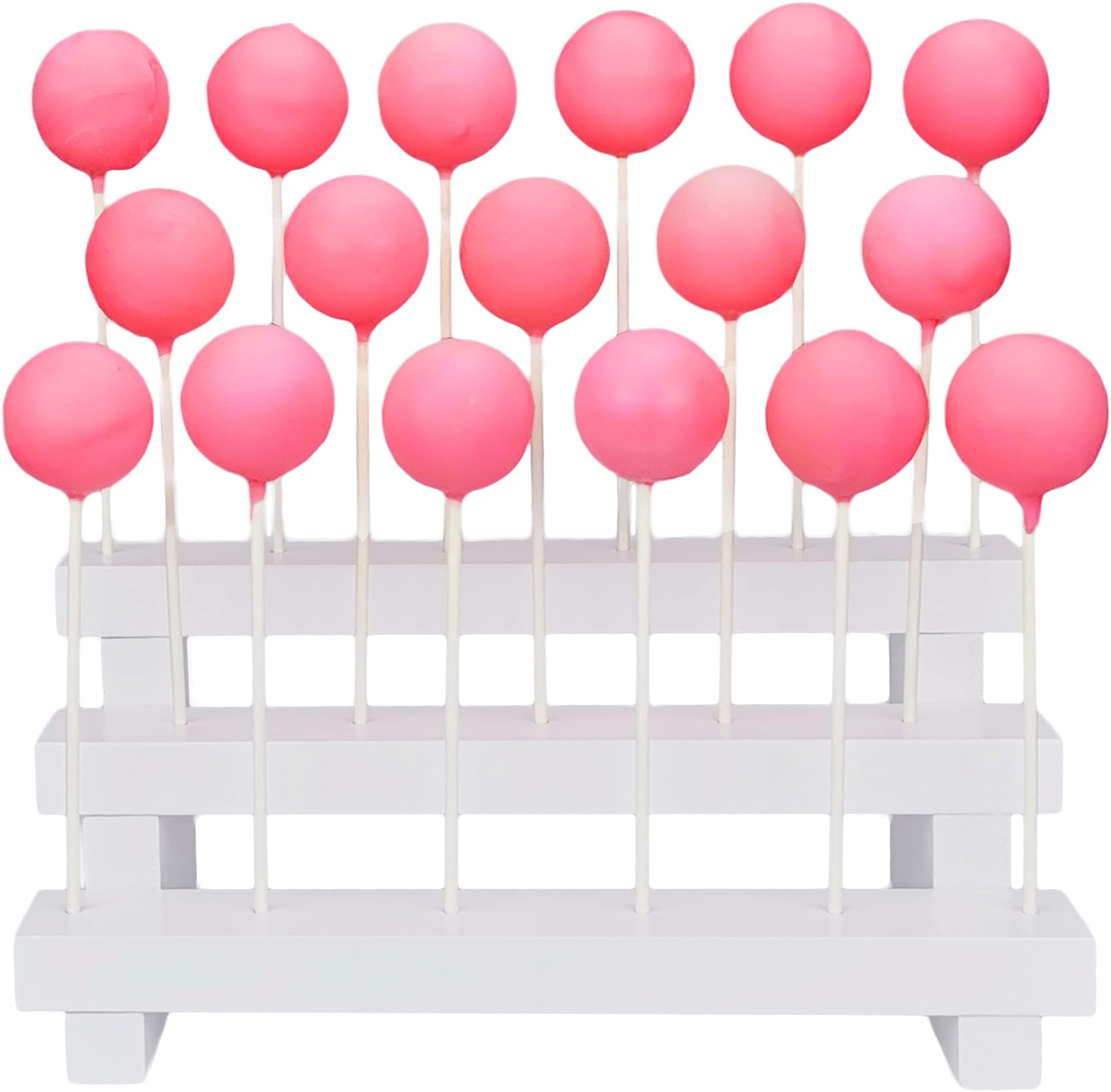 NANGOPOP Cake Pop Stand Display Riser - 3 Tier Wood Lollipop Holder, 17 Hole Sucker Stand for Dessert Table of Wedding, Birthday Party - White, Collapsible, Fit 5/32" (4mm) Lollipop Sticks