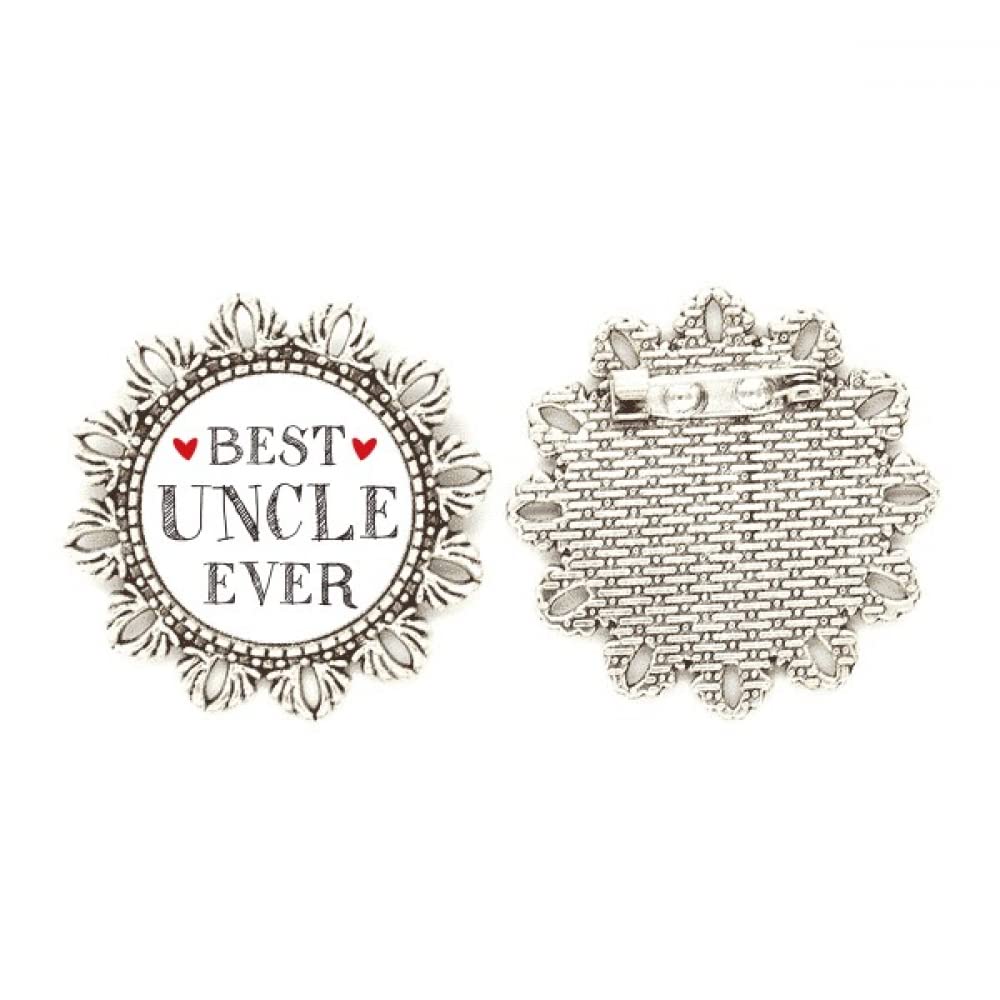 Broche de plata con diseño de corazón mediano Best Uncle Ever para accesorios de moda 4
