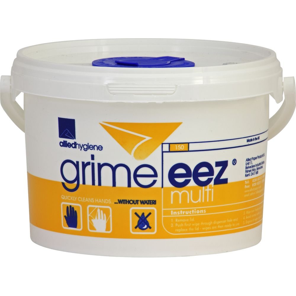 Genuine 1x Grime-Eez Multi Wipes Tub 150 Sanitiser Wash Cleaning - Part Numbe...