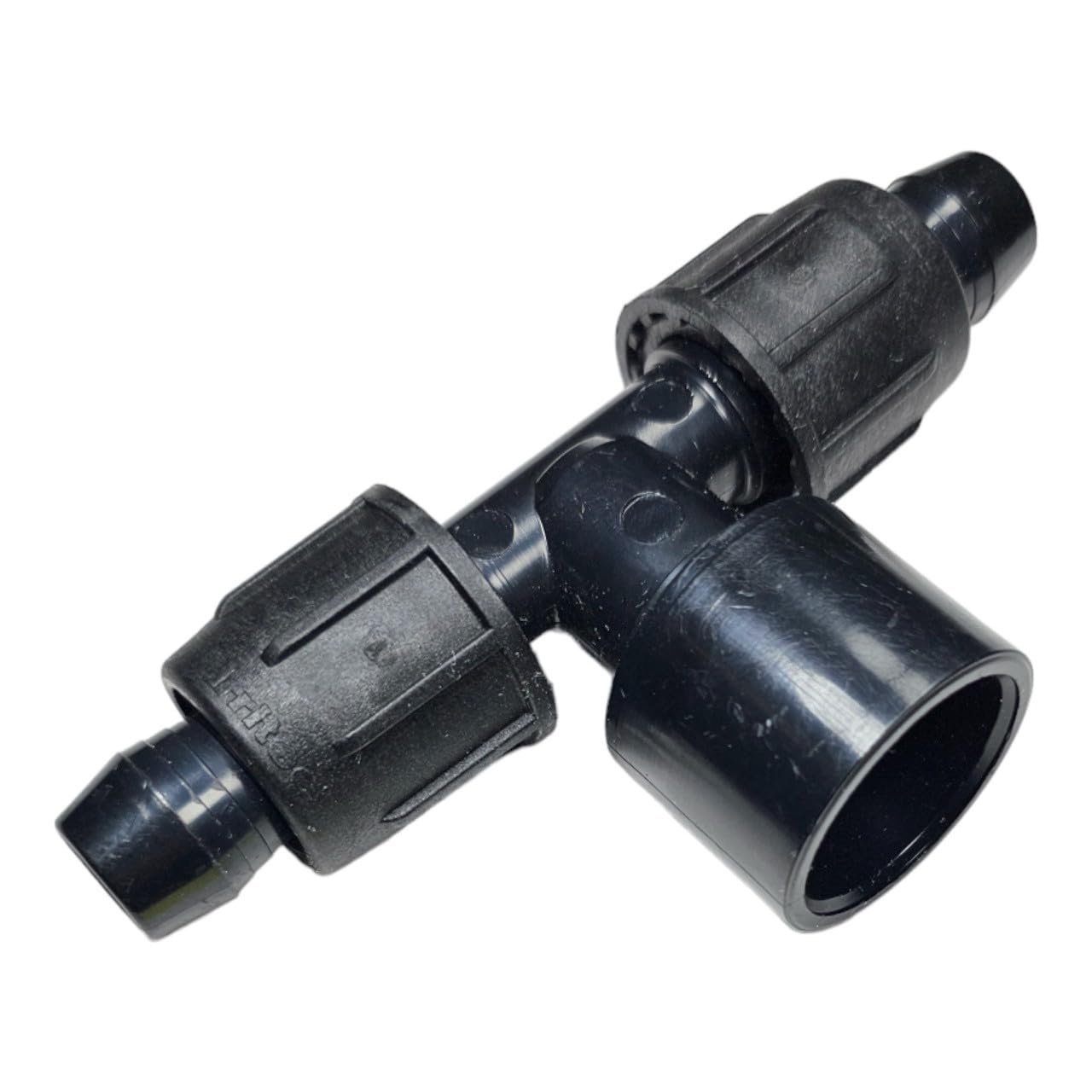 1/2” Easy Loc Tee x 3/4” PVC Slip Adapter – Connect Two 1/2” Drip Lines to 3/4” PVC – Reusable, Leak-Proof Drip Irrigation Fitting – Over Pipe or Into Socket (1)