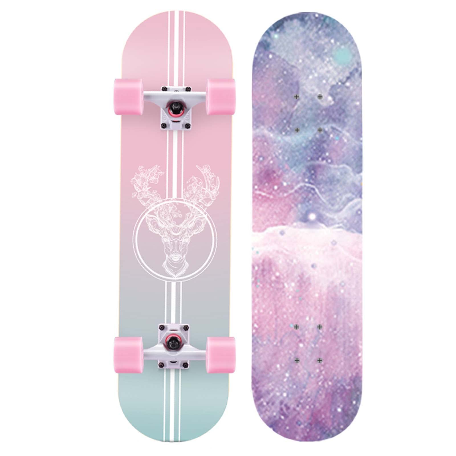 31 Complete Pro Skateboard for Girls and Boys 7-Layer Natural Maple Double Kick Concave for Kids Teens Adults