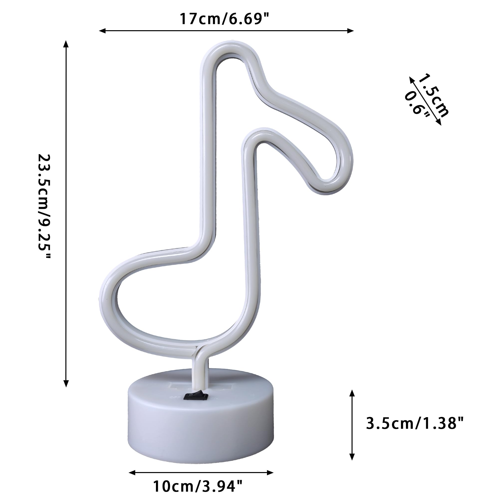 JEMESI - Lampade al neon LED a forma di nota musicale, lampada al neon rossa con base di supporto, USB o batteria, per feste, matrimoni, compleanni, festival, decorazioni