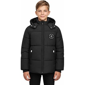 SOLOCOTE Jungen Wintermantel Fleece-Futter schwerer wasserabweisend winddicht mit Kapuze Parka f r Kinder