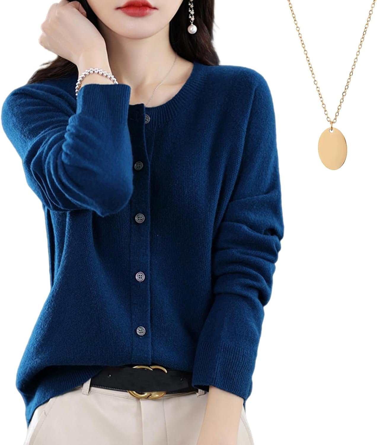 Women's Cashmere Cardigan Sweater, Cashmere Button Front Classic Long