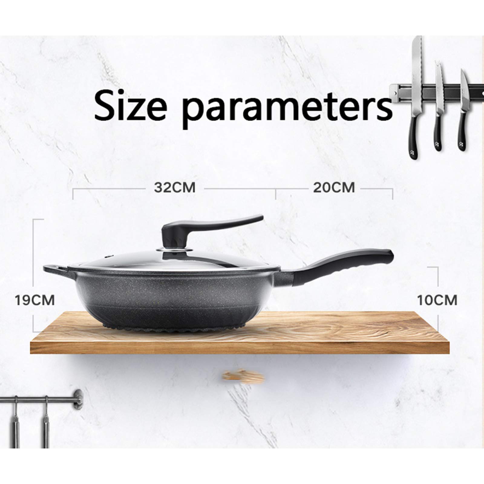 Wok z powłoką nieprzywierającą i pokrywką – niezbędne wyposażenie kuchni i domu – do smażenia, duża patelnia z aluminiowym dnem o średnicy 32 cm – patelnia indukcyjna z powłoką nieprzywieraj