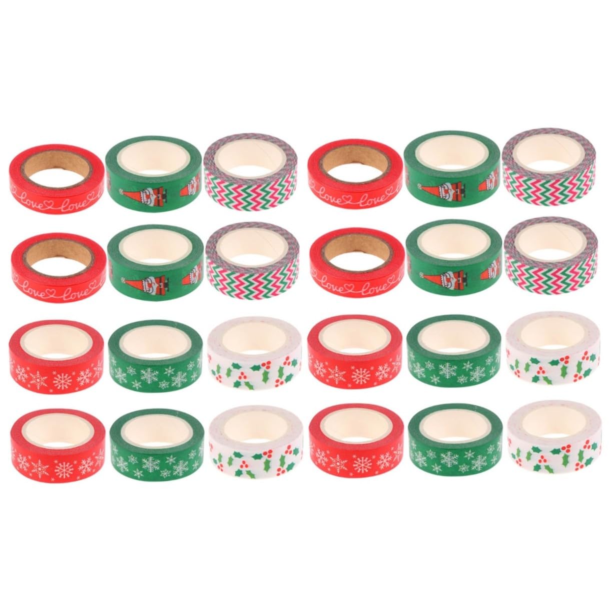Angoily 24 Rollen Weihnachts Washi Tape mit Bunten Mustern Vielseitig für DIY Geschenkverpackungen Scrapbooking Planer und Kreative Dekoration Handlich und Vielfältig Einsetzbar