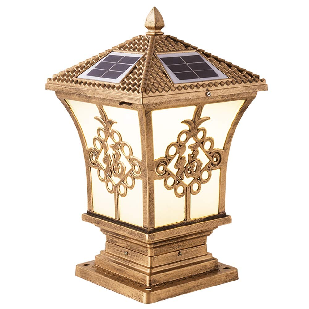 Oświetlenie zewnętrzne, zewnętrzne lampy LED na słupki solarne, wodoodporne, retro, przemysłowe, metalowe, aluminiowe, słupkowe, ciepłe/białe światło, regulowane, ogród, ulica, dom, willa, dekoracyjna