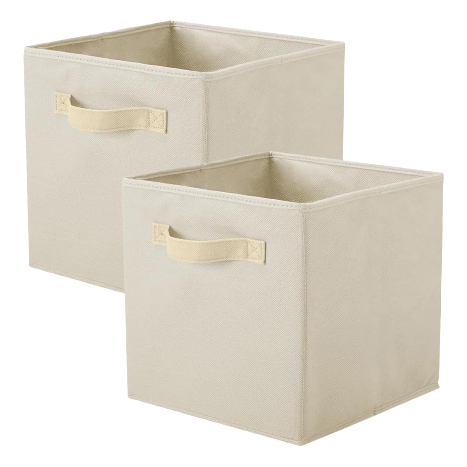 PowerKing Storage Bins, Foldable Fabric Storage Cubes And Cloth Storage Organizer Drawer For Closet And Toys Storage,2 Pack，Beige