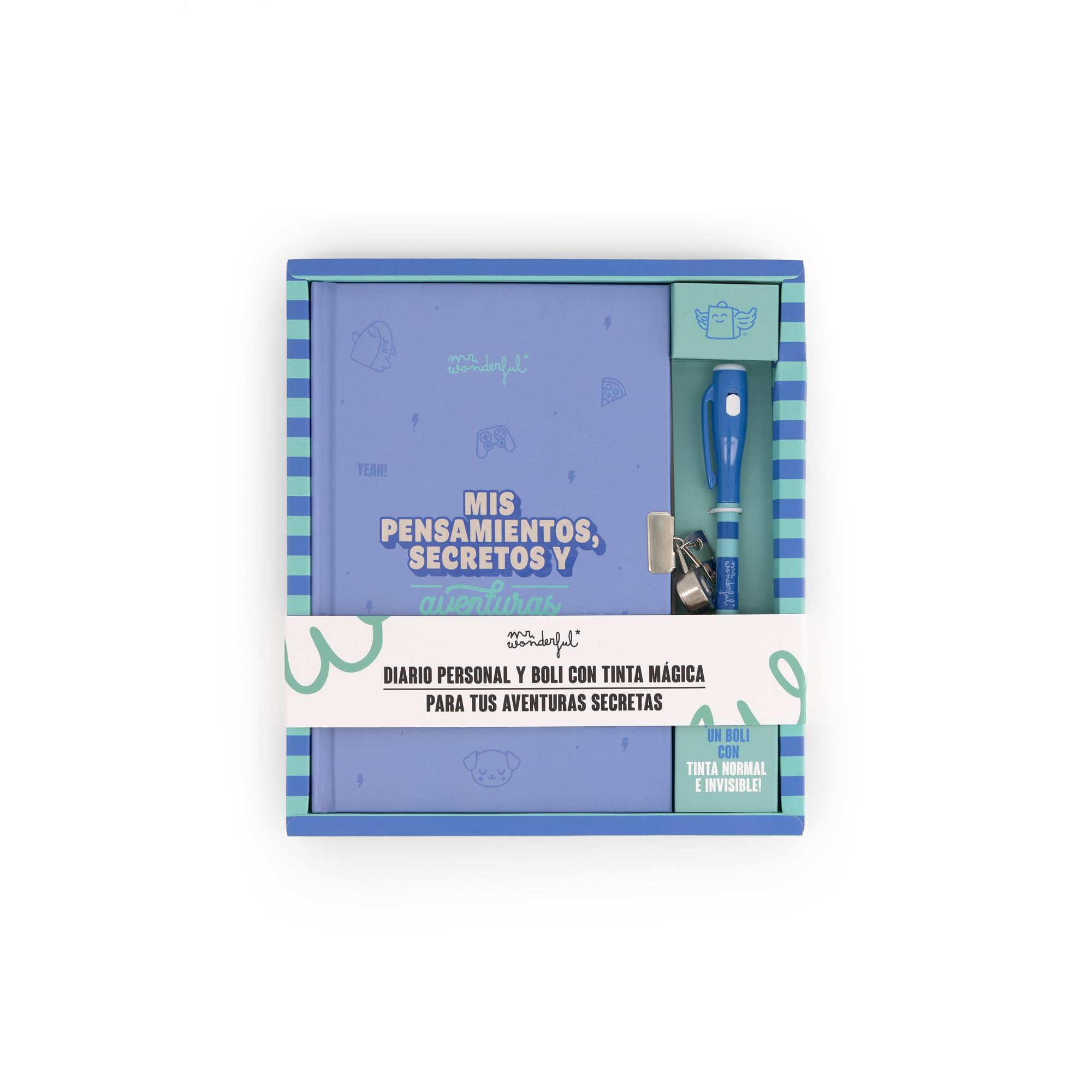 Mr. Wonderful - Personal diary + pen with normal and invisible ink - My thoughts, secrets and adventures - Personal diary with 224 pages