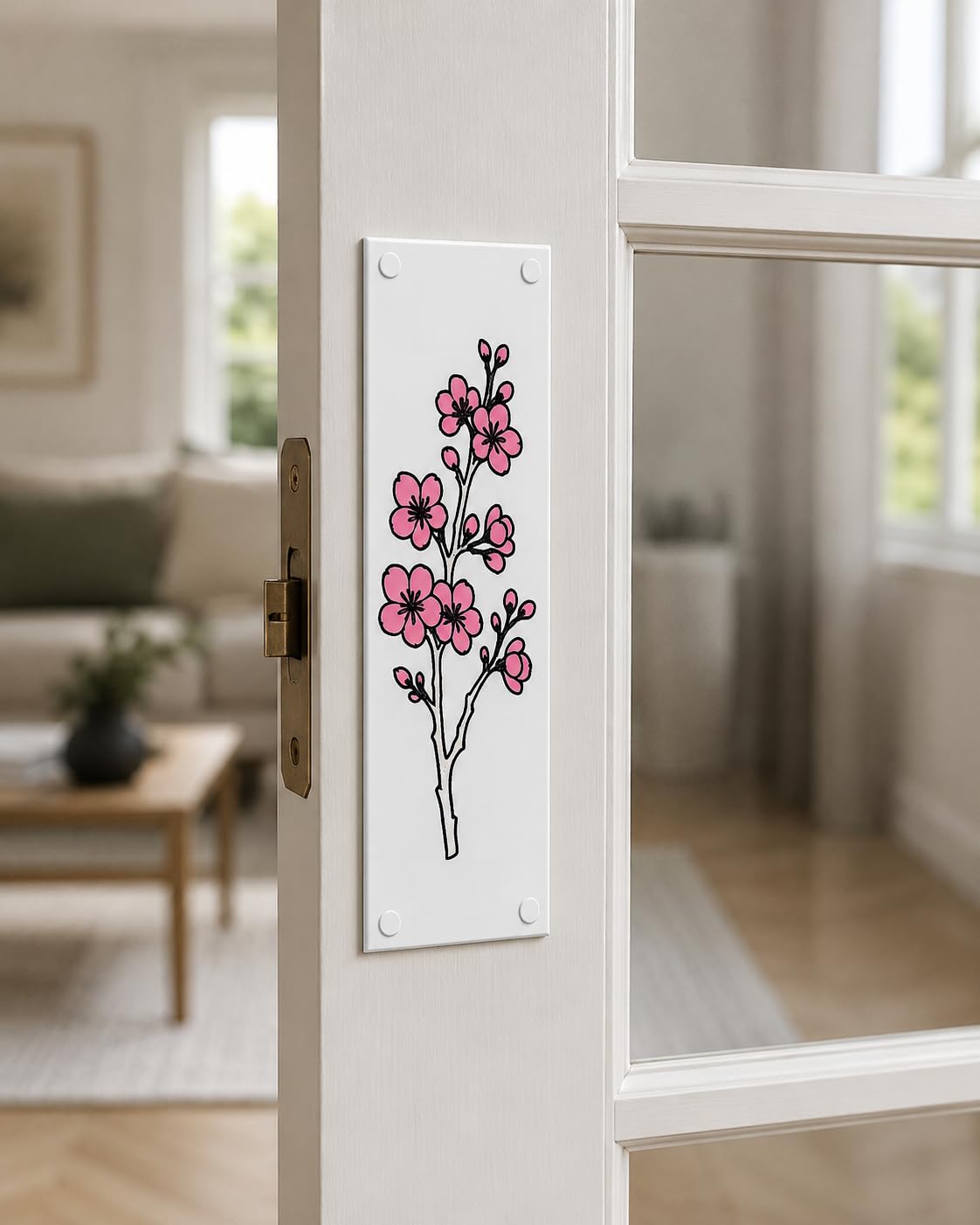Door Finger Push Plates for Internal Doors, Ladybird, Red Cherry Blossum or Pink Cherry Blossum (Pink Cherry Blossum)