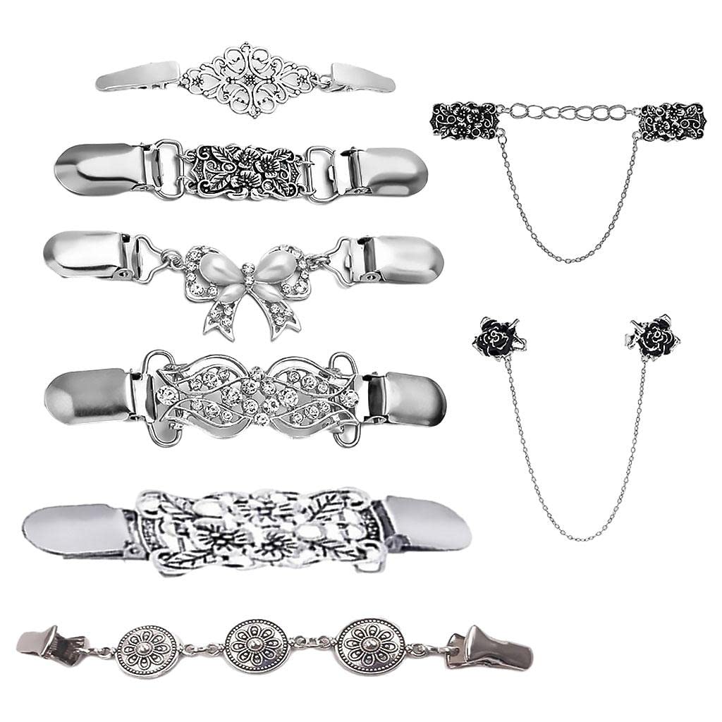 Sweater Clips Dresses Collar Retro 8 Styles Shawl Chain Clips for Gift Women-image-13