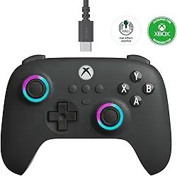 8Bitdo Ultimate C Wired Controller for Xbox with Hall Effect Joysticks and Triggers, RGB Lighting Fire Ring, Compatible with Xbox Series X|S, Xbox One, Windows 10/11 - Officially Licensed (Dark Gray)