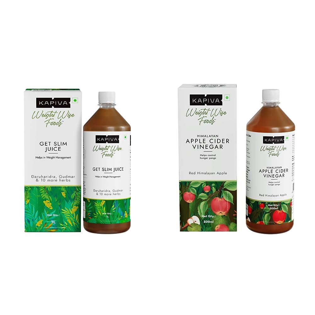 Kapiva Get Slim Juice | Healthy Weight Management Through 12 Ayurvedic Herbs | Aids Metabolism and Digestion (1L) & Kapiva Himalayan Apple Cider Vinegar with Mother Vinegar 500ml COMBO-image-34
