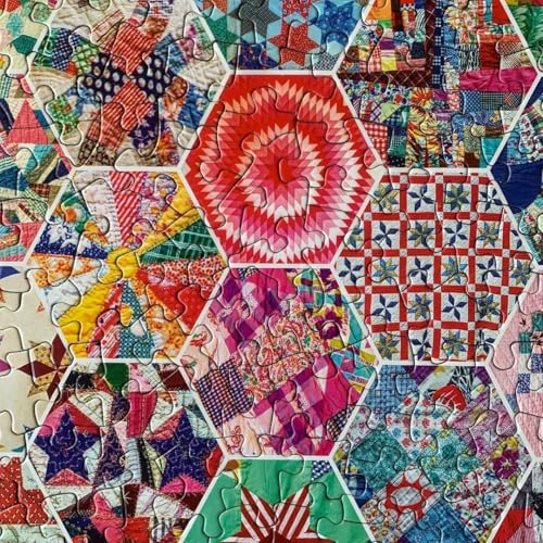 Puzzle de 500 piezas Springbok Crazy Quilts para adultos con piezas únicas, hecho en USA, materiales ecológicos y patrones coloridos de quilting miniatura 6