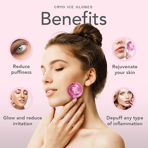 Miniatura 7 de Hana Emi Set de rejuvenecimiento facial globos de hielo rosa y juego de herramientas Gua Sha - Masaje refrescante y terapia de raspado para cara y