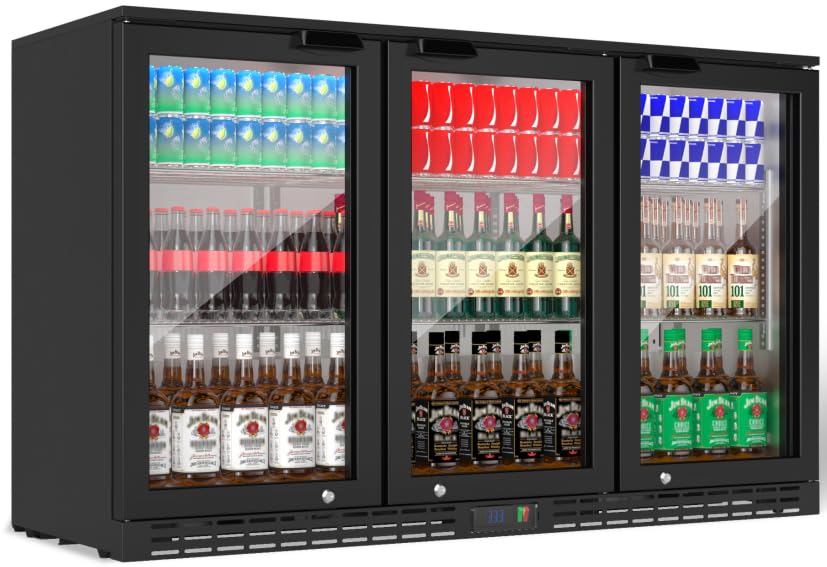 Image of Coolake 53 inch Back Bar Cooler with 3 Glass Doors, 11.7 cu.ft Commercial Under Counter Height Beverage Refrigerator, Stainless Steel Beer Fridge with LED Lighting for Soda Drinks, Beer, Wine