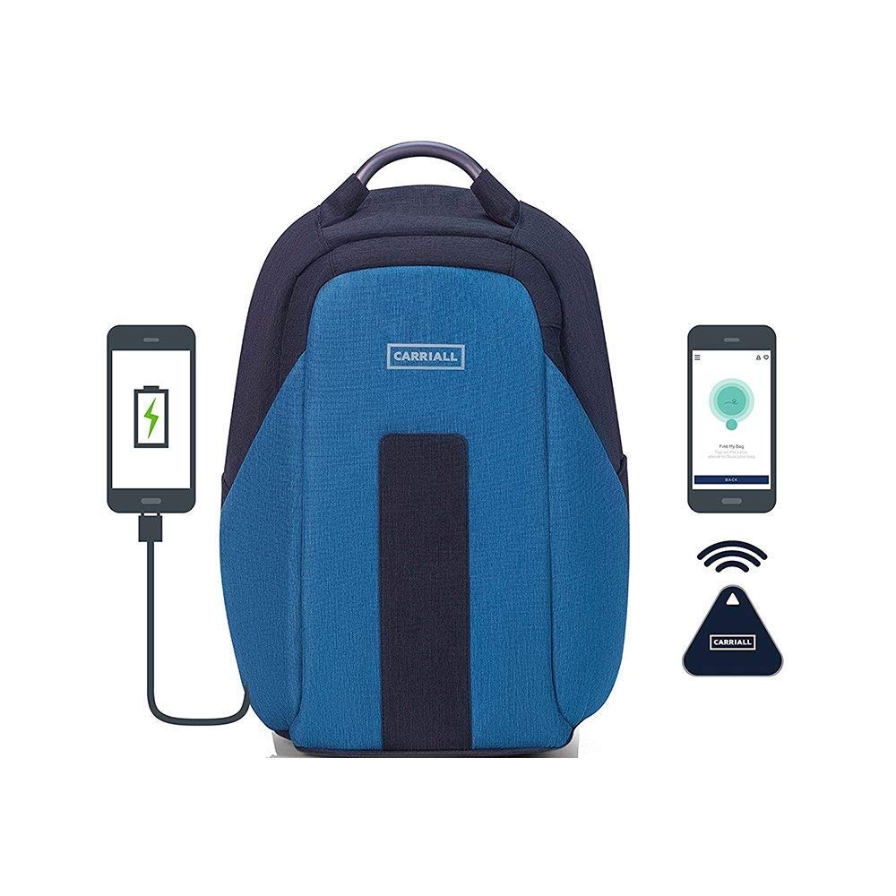 Carriall VASCO Smart Laptop Backpack With Bluetooth Connectivity with Mobile App, USB Charging port, Anti-Cut Anti Theft and Water resistant, Office Bag for Business, Work, College, Travel, Men and Women