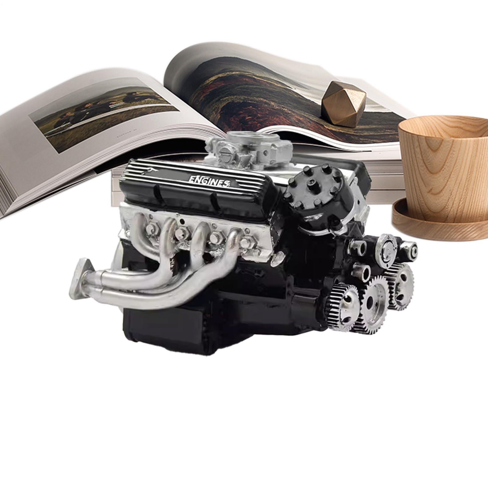 Maqueta De Motor V8 De Resina Para Montar – 15x11x10,5 Cm – Juguete STEM Educativo Y Decorativo