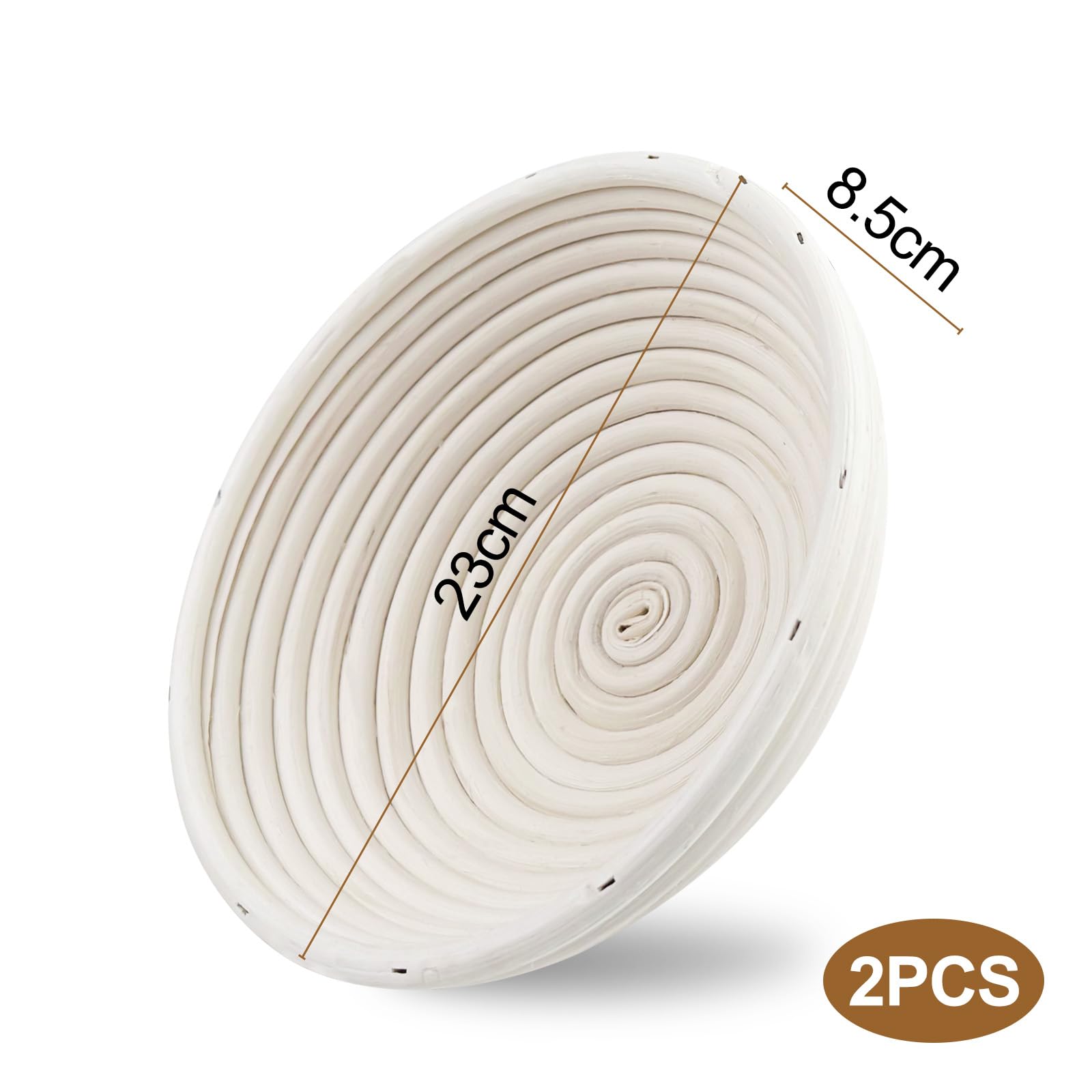 2 Pezzi Cesto Lievitazione, Cestino da Lievitazione, Cesto in Rattan Naturale con Tela di Lino, Accessori per La Cottura Del Pane, Cestino per La Fermentazione, per Cottura