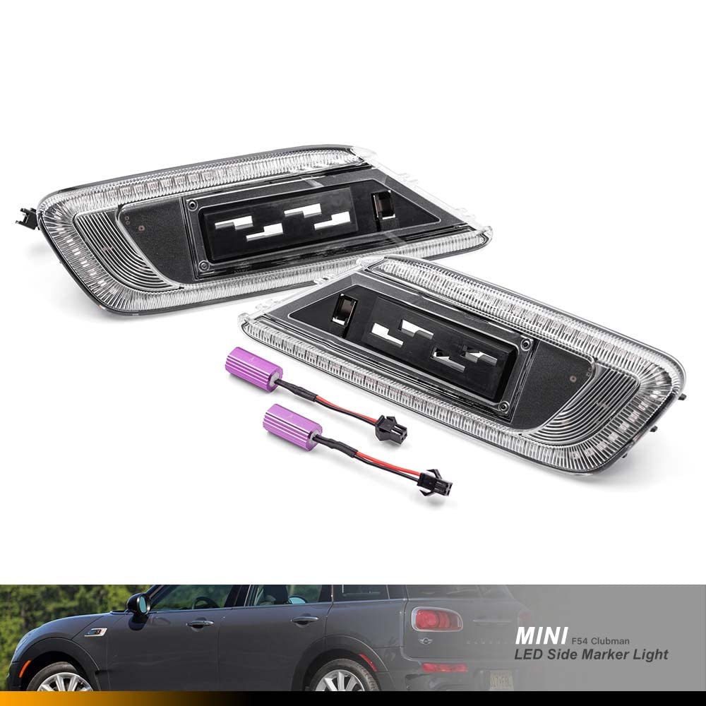 2016-2021 dla Mini Clubman F54 One Cooper S D Sd All4 Steptronic Jcw kierunkowskazy boczne LED Repeater Marker Light Amber Dynamic Led Turn Signal Lamp 2 szt. przezroczysta soczewka