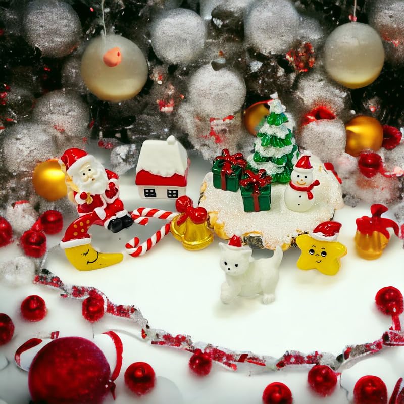 Image of Moira 13 pcs Christmas Theme Miniature Decoration Items for Shops, Cake Toppers Plants, Terrariums, Doll Houses, Fairy Gardens