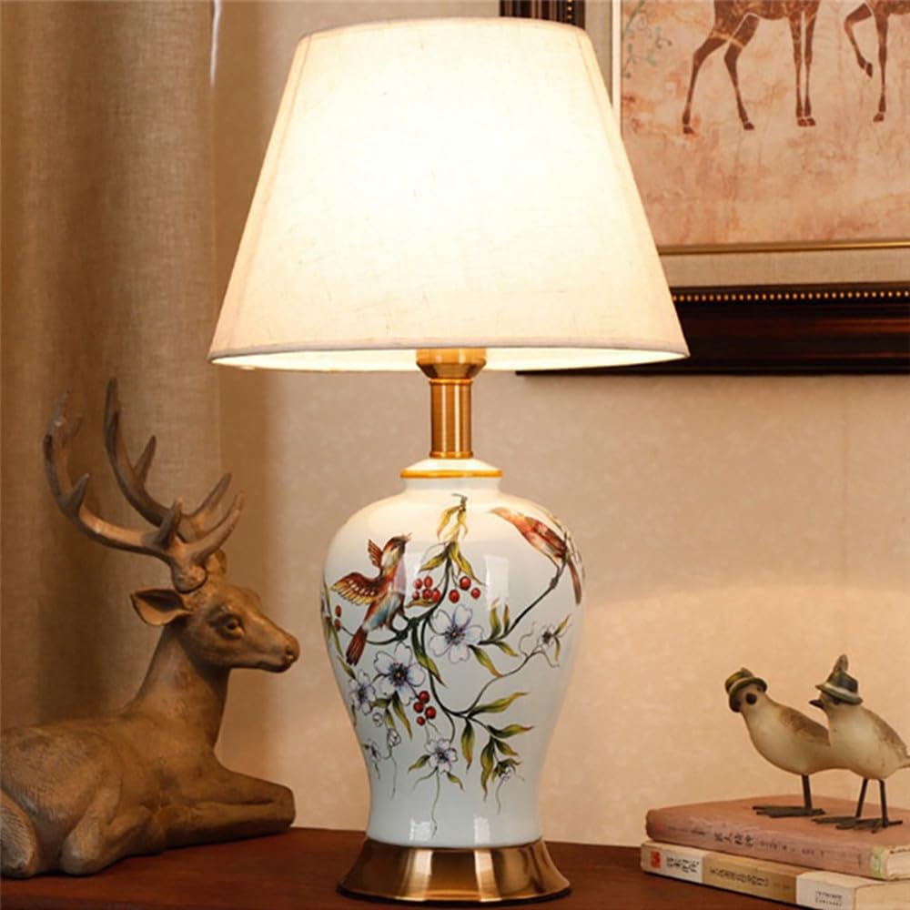 Contemporary Flowers and Birds Ceramics Table Lamp The American Village Living Room Bedroom Study Villa Hotel Bedside Desk Lamp (Style 5)