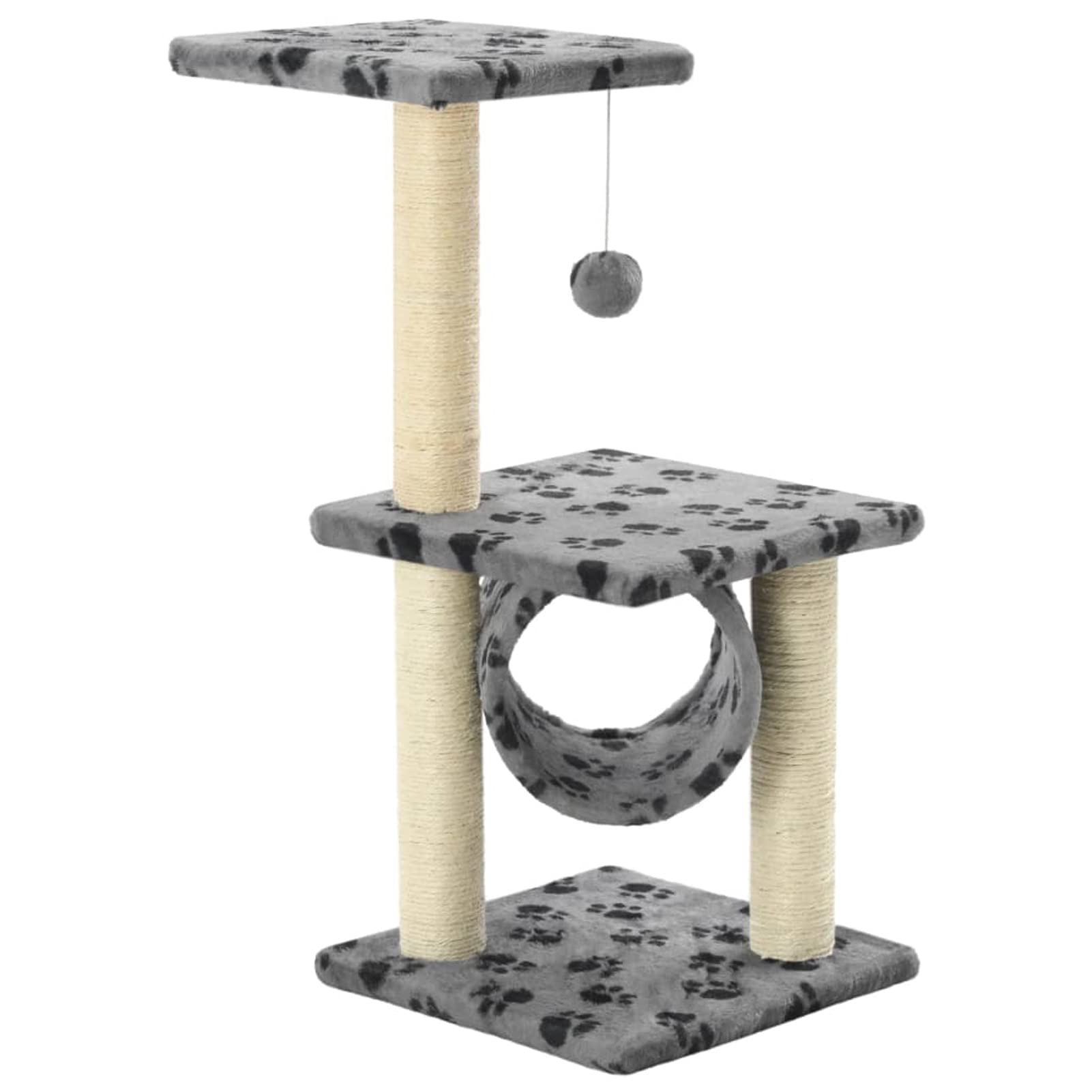 Rascador para Gatos con Poste de sisal, Rascador Gato, Arbol Rascador para Gatos, Gatos Accesorios, Torre Gatos, Arranhador para Gatos, Casa para Gatos, 65 cm Huellas Gris
