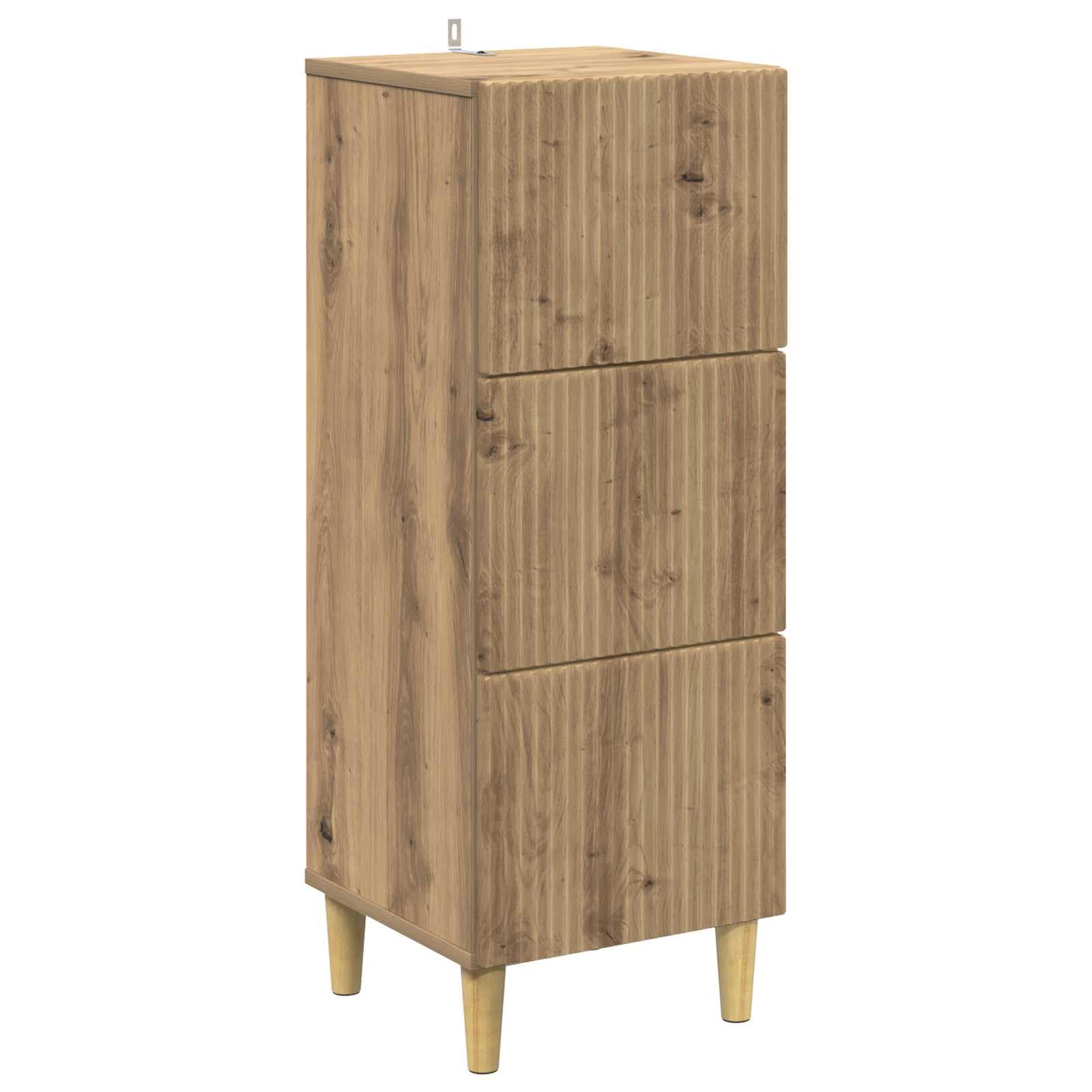 Cassettiera in rovere Artisan, 33 x 34,5 x 90 cm, con 3 cassetti, versatile per ufficio, soggiorno, corridoio e officina, pratica soluzione di archiviazione