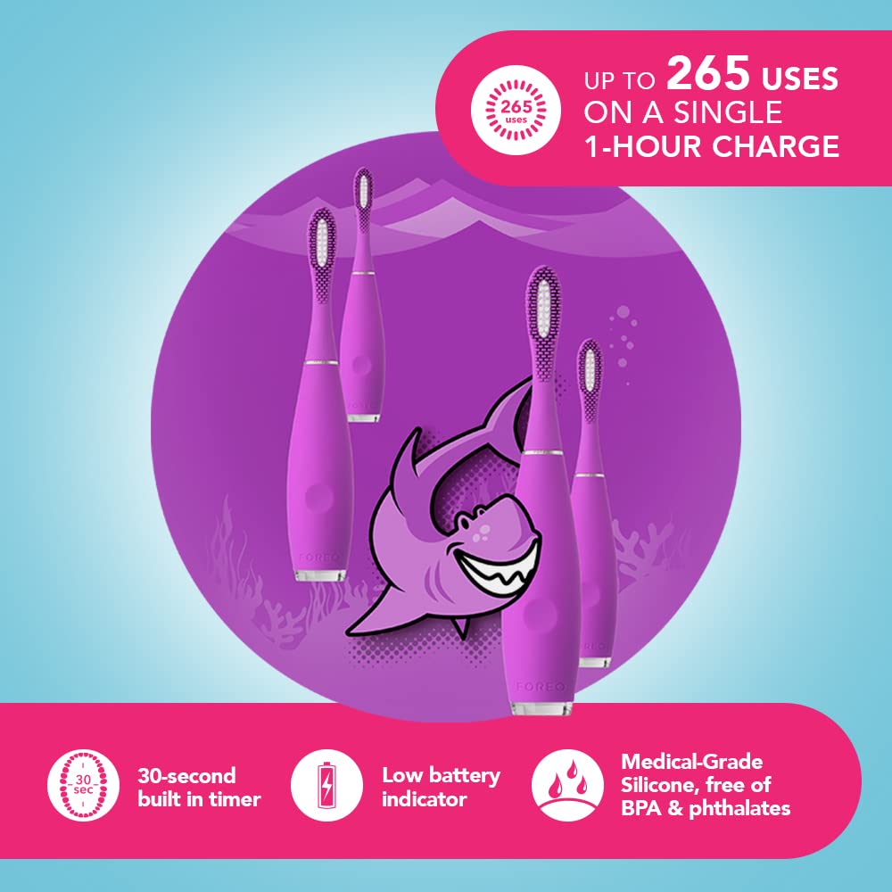 FOREO ISSA kids Çocuk Diş Fırçası (5-12 Yaş için), Merry Berry Shark