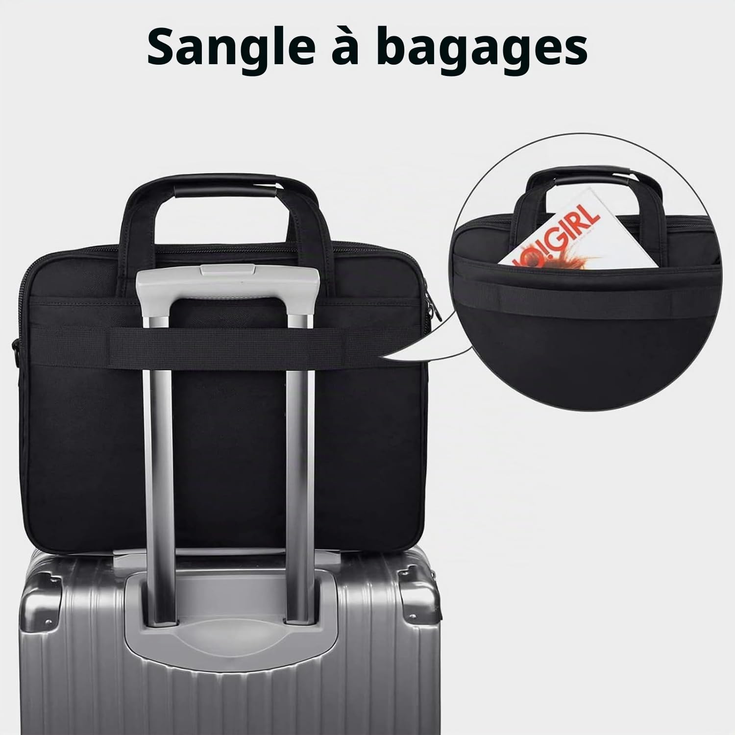 MATEIN Sac Ordinateur Portable 15.6 Pouces Mallette Multifonctionnel Business Handcase pour Les Femmes et Les Hommes, Enduring Nylon Sac à Bandoulière pour Voyage Tablette/Notebook Noir