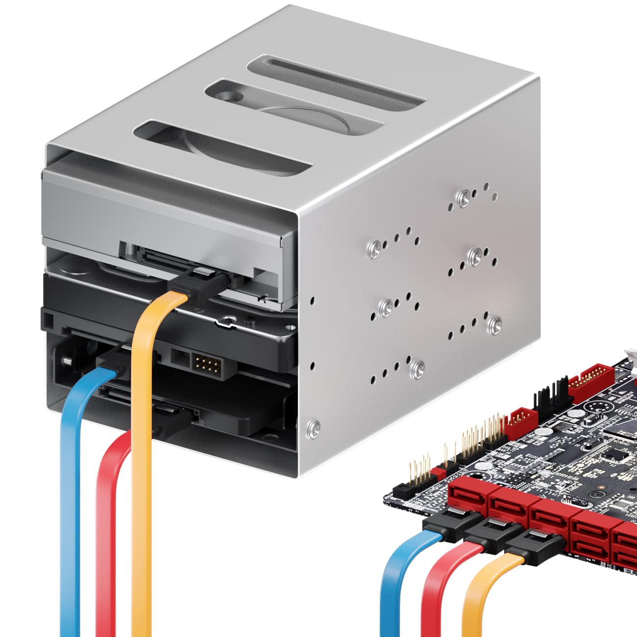 deleyCON 6x 50cm Zestaw Kabli SATA 3 Kabel Danych SATA III - HDD SSD Kabel Przyłączeniowy Kabel Lączący Metalowy Klips 6 GBit/s - 2 Proste Złącza Typu L - Kolorowe