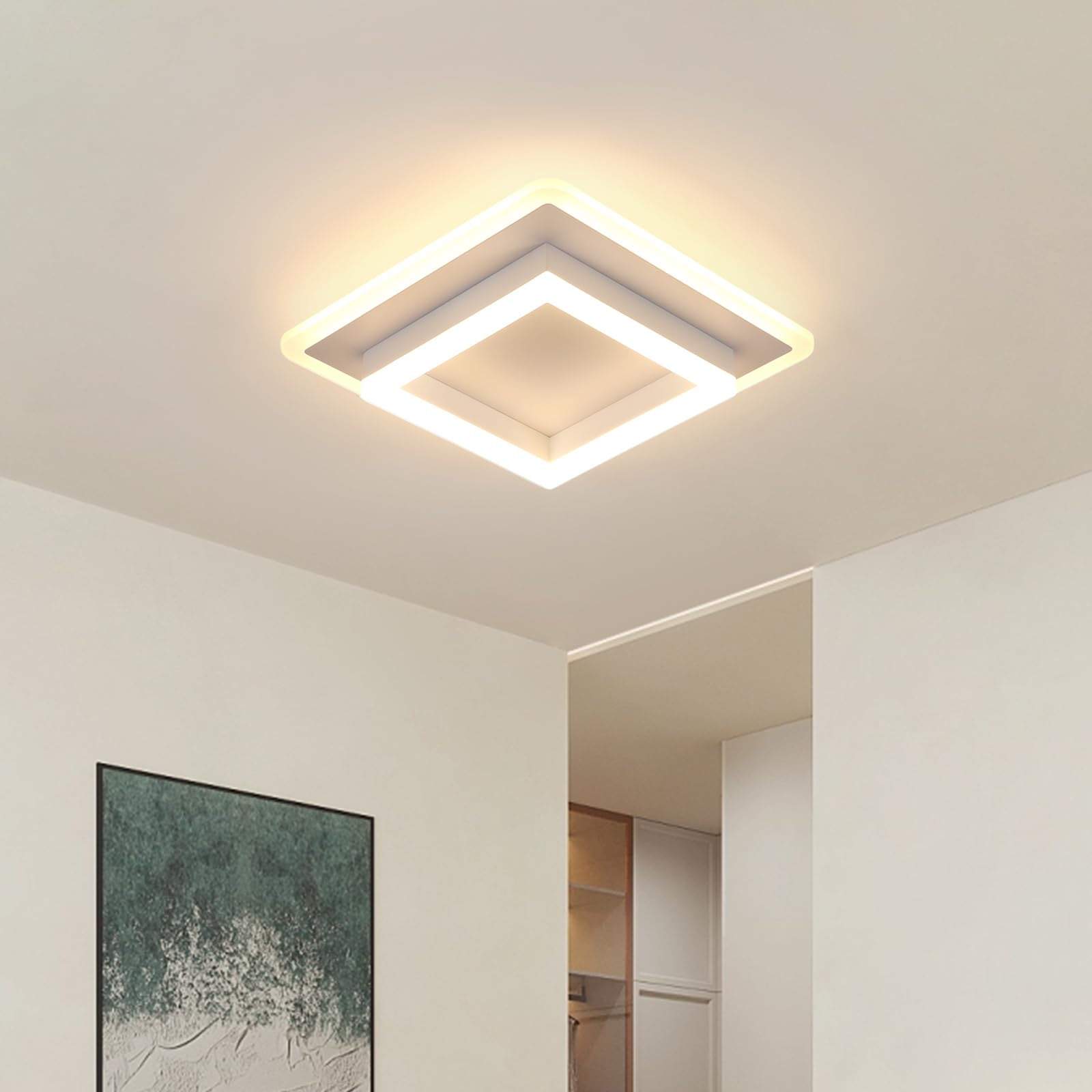 Lámpara de Techo LED, 30W Plafon LED Techo Cuadrada | Luz de Techo Blanca Modernas de Acrílico para Dormitorio Pasillo Cocina, Luz Calida 3000K, 30CM