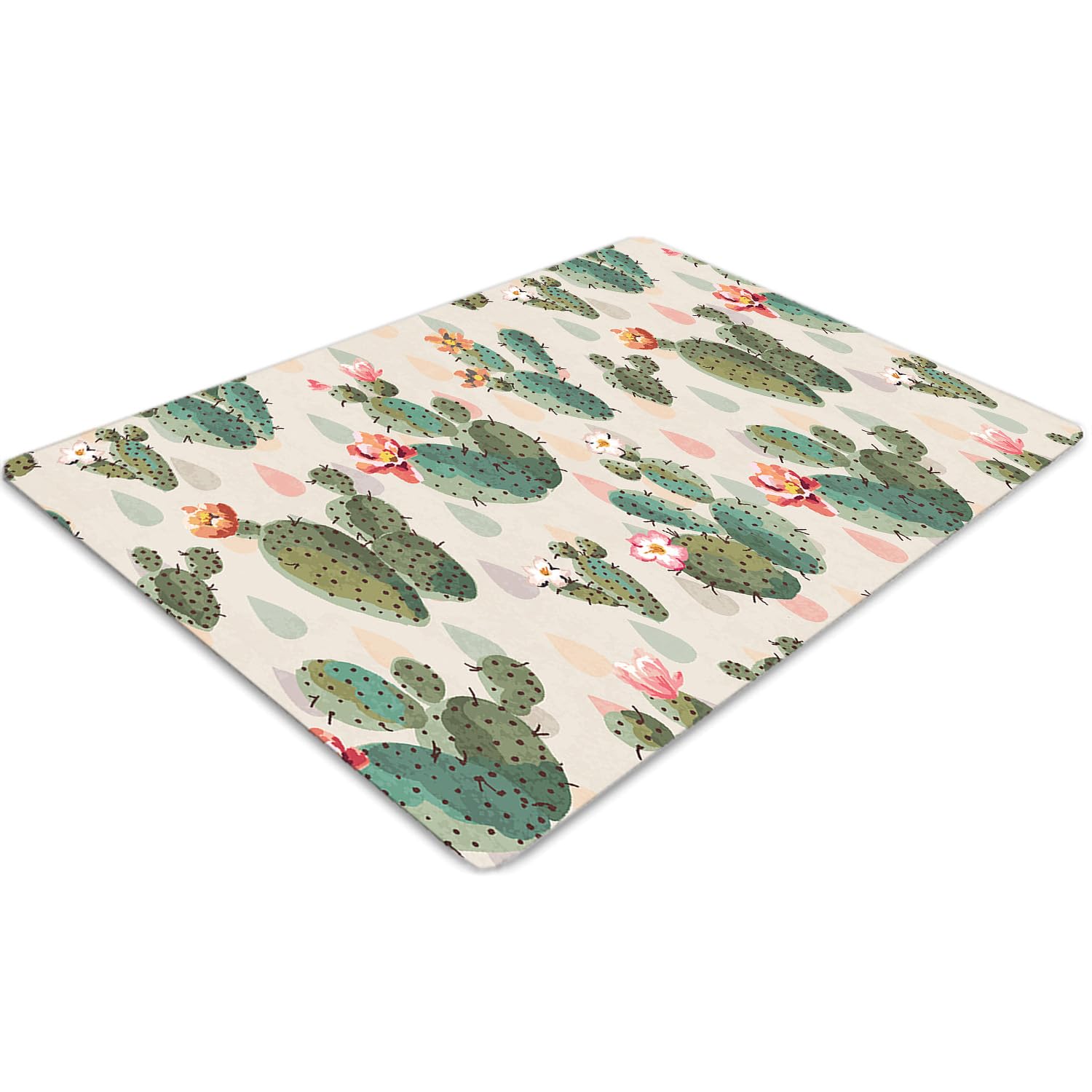 Tapis de sol PVC 140x100 cm avec motif cactus pour bureau