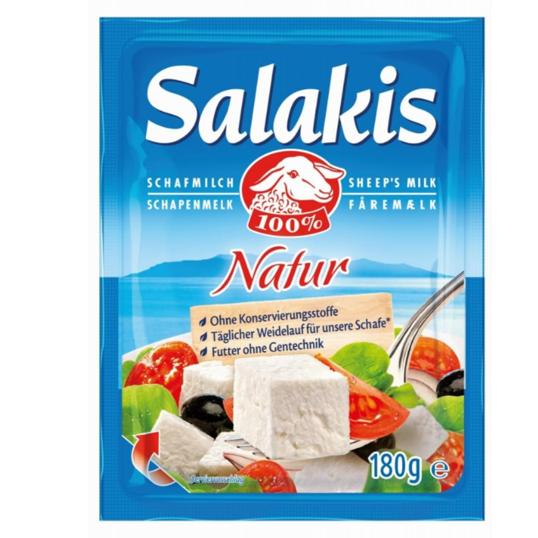 Mit Pufai Grocery, Salakis Schafskäse Natur 180 Gramm x 4 Stück [Frischegarantie]