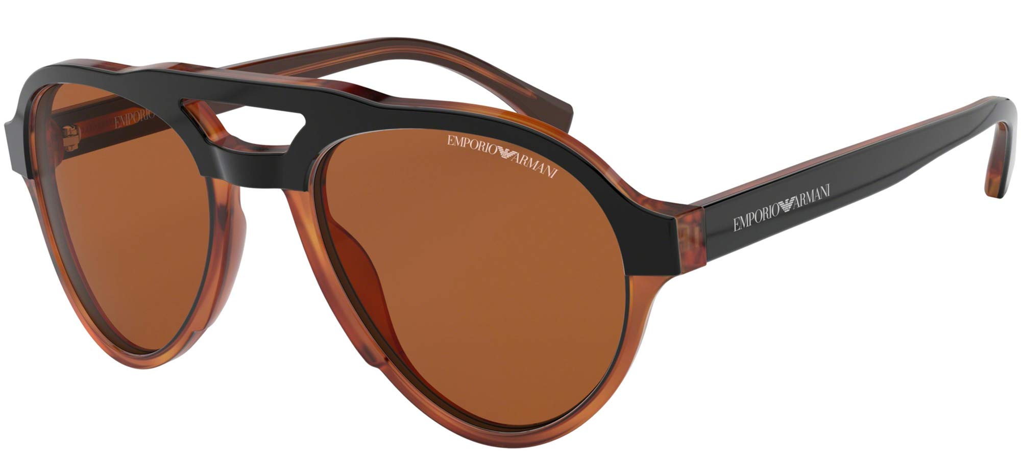 Emporio Armani Man Sunglasses Matte Black & Yellow Havana Frame, Brown Lenses, 54MM