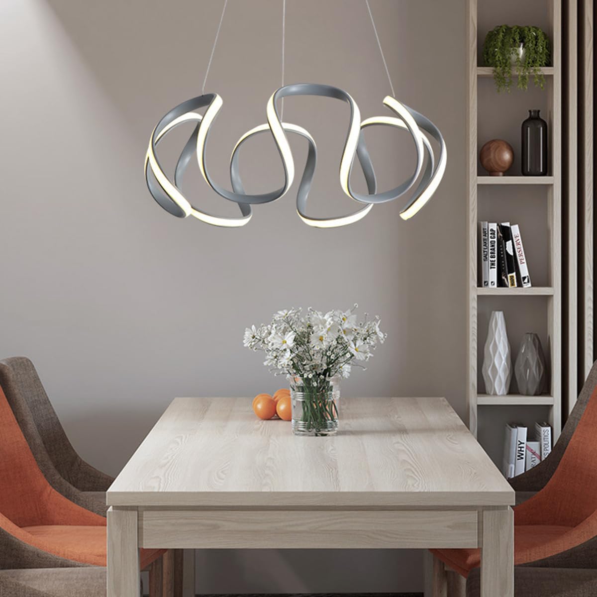 Granestner Dimmable Rotating LED Pendant Lamp with Remote Control - den Aluminum Designer Chaner for Dining Table Height Adjustable