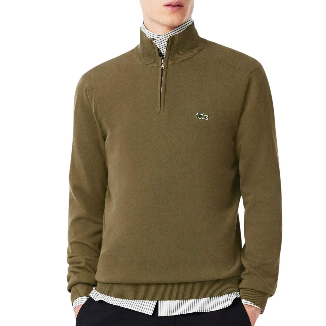 Lacoste Half Zip Logo Mens Sweatshirt - Olive E9F